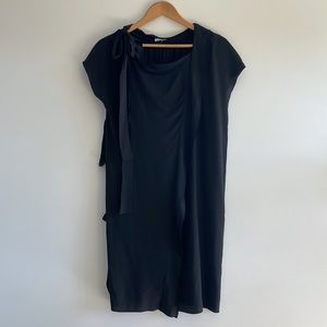 Miu Miu Silk Black Dress With Shoulder Bow and Feminine Details Size 42/6